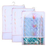 Kuber Industries Hanging Saree Cover | Brush Painting Pattern Saree Cover | Non-Woven Saree Covers for Home | Saree Cover with Small Transparent view | Pack of 3 | Orange